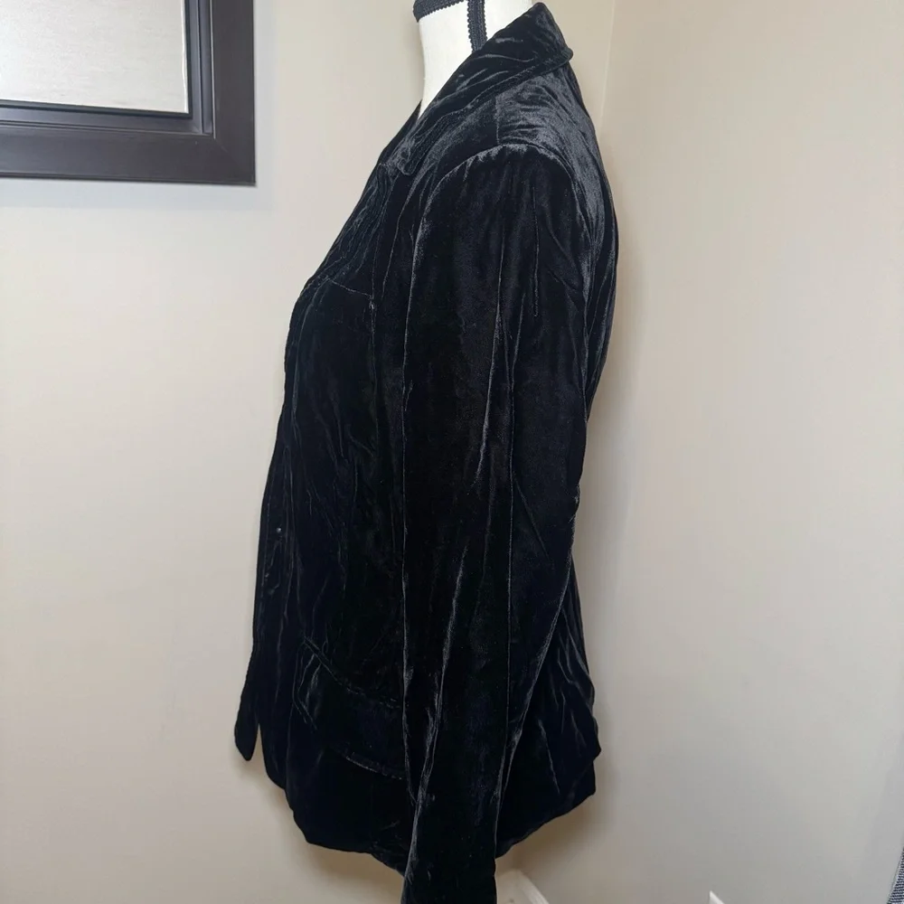 Tape‎ Measure Black Velvet Blazer Jacket Womens Size 10 3 Button Tailored